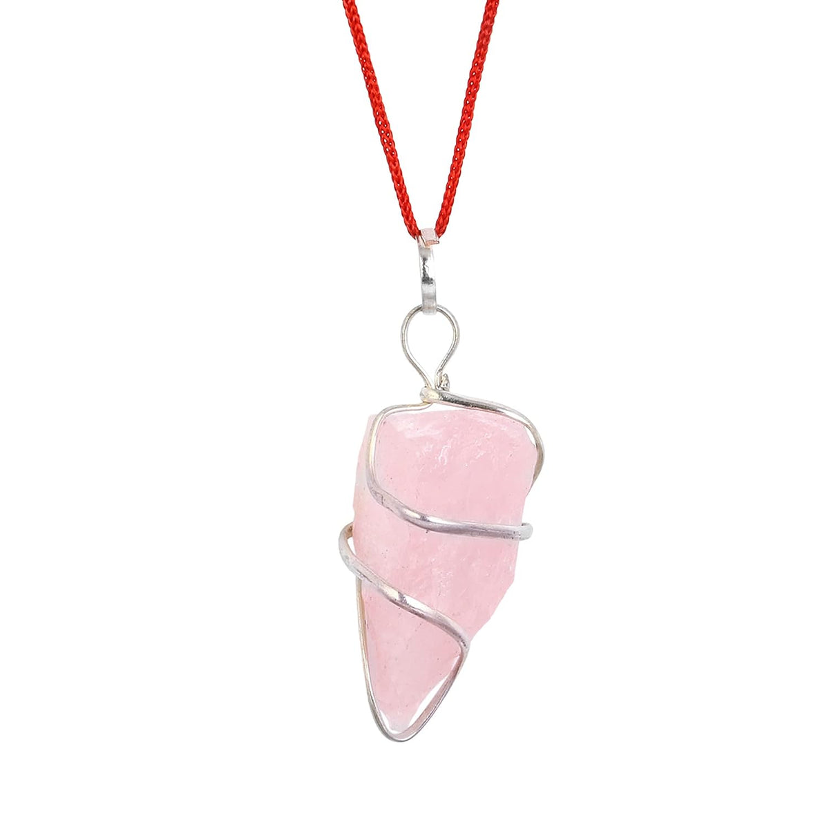 ASTRODIDI Pink Rose Quartz Rough Stone Pendant, Natural Rose Quartz Raw Pendant for Reiki and Healing in Wire Wrap Rose Quartz Pendant for Girl Boy and Men Women