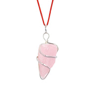 AstroDidi Pink Rose Quartz Rough Stone Raw Pendant Wire Wrap