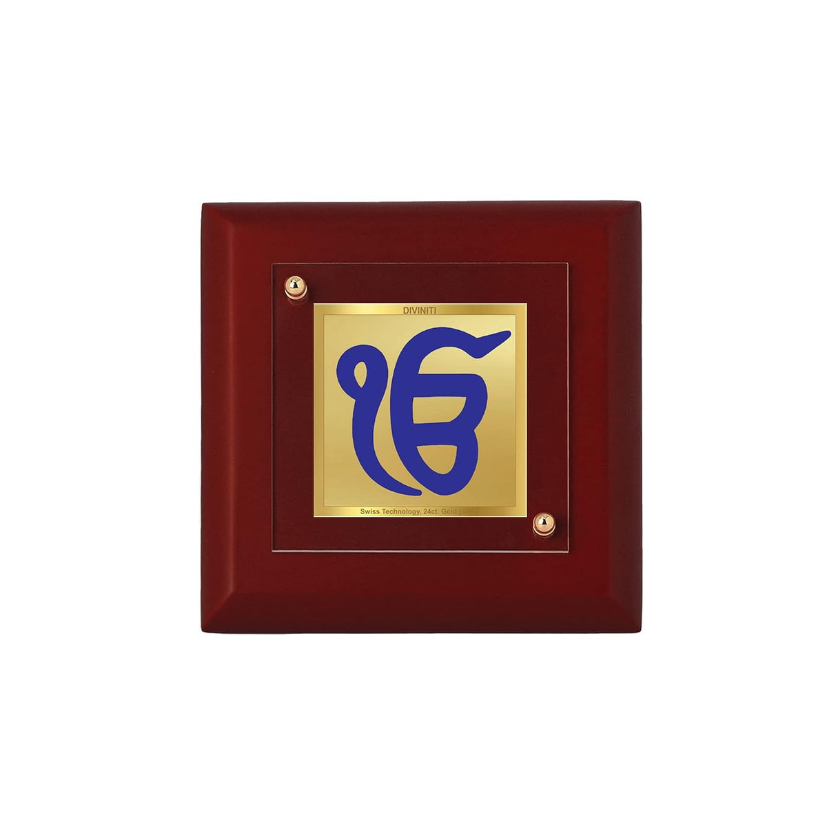 DIVINITI Ik Onkar 24K Gold Plated MDF Photo Frame | Premium Sikh Table Top Frame for Home, Office & Prayer Room | Luxury Spiritual Gift Item for Housewarming, Festive Gifting | 10 x 10 CM