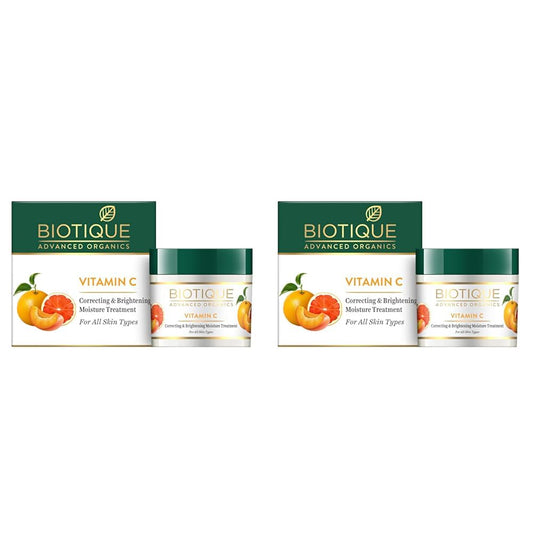 Biotique Vitamin C Correcting and Brightening Non Greasy Face Cream for All Skin Types, 50g | Younge (Pack of 2)