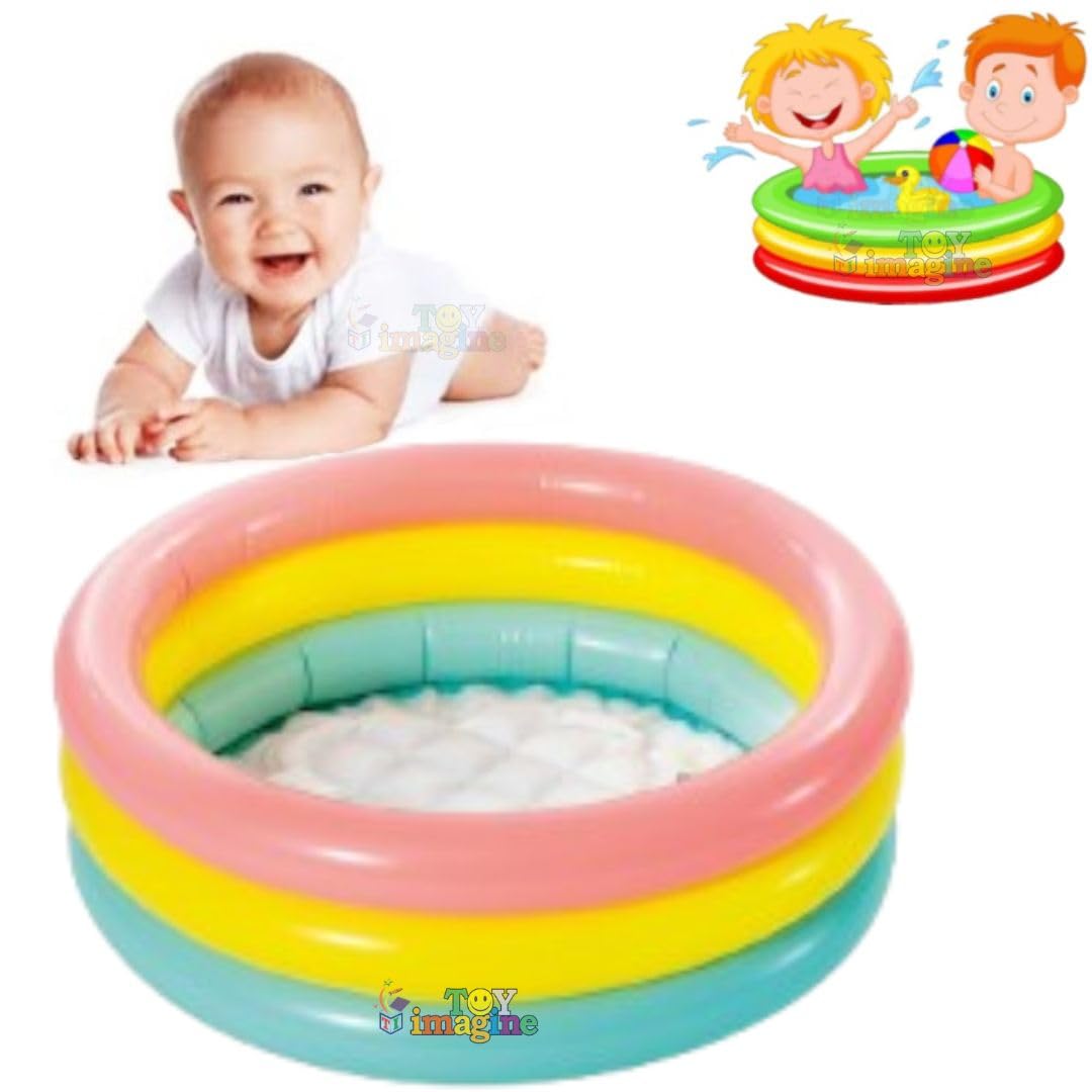 Toy Imagine™ 2 ft Swimming Pool for Kids Small Size for 0 to 2 Years | Inflatable Round Ring Baby Bathing Tubs for Kids | Pool Indoor & Backyard, Garden.