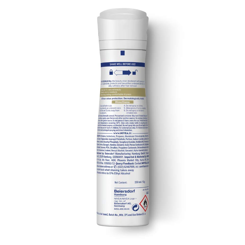 NIVEA Spray Deodorant For Women, Deo Milk Dry, 150 Ml
