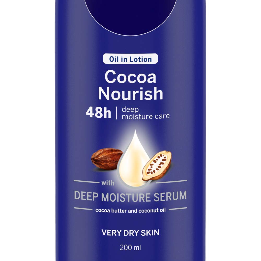 Nivea Oil in Lotion Cocoa Nourish- 200ml + NIVEA Soft Light Moisturiser With Vitamin E- 50ml- Pack Of 2