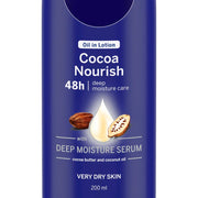 Nivea Oil in Lotion Cocoa Nourish- 200ml + NIVEA Soft Light Moisturiser With Vitamin E- 50ml- Pack Of 2