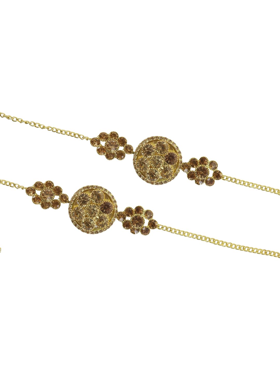 NMII Golden Crystal Charm Bracelet Set For Women and Girls Stylish | AD Diamond Chain Bracelet | Gift For Girls & Women | Women's Bangle Bracelet | Gold Fashion Jewelry- (Free Size)