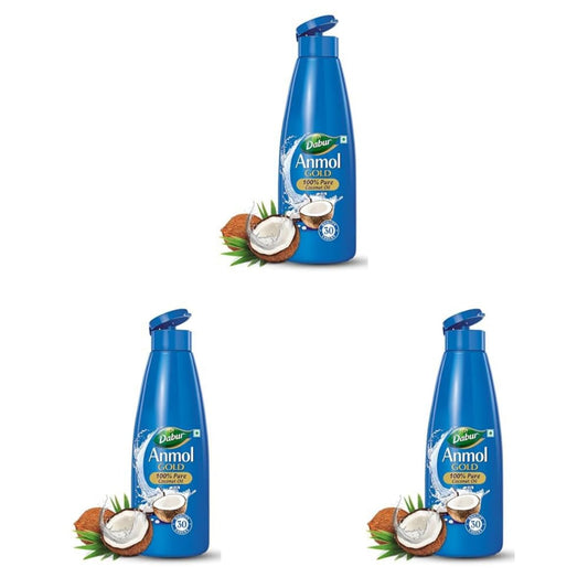 Dabur Anmol Gold 100% Pure Coconut Oil - 550ml | Natural | Nariyal Tel | Handpicked Sundried Coconuts | Multipurpose Oil (Pack of 3)