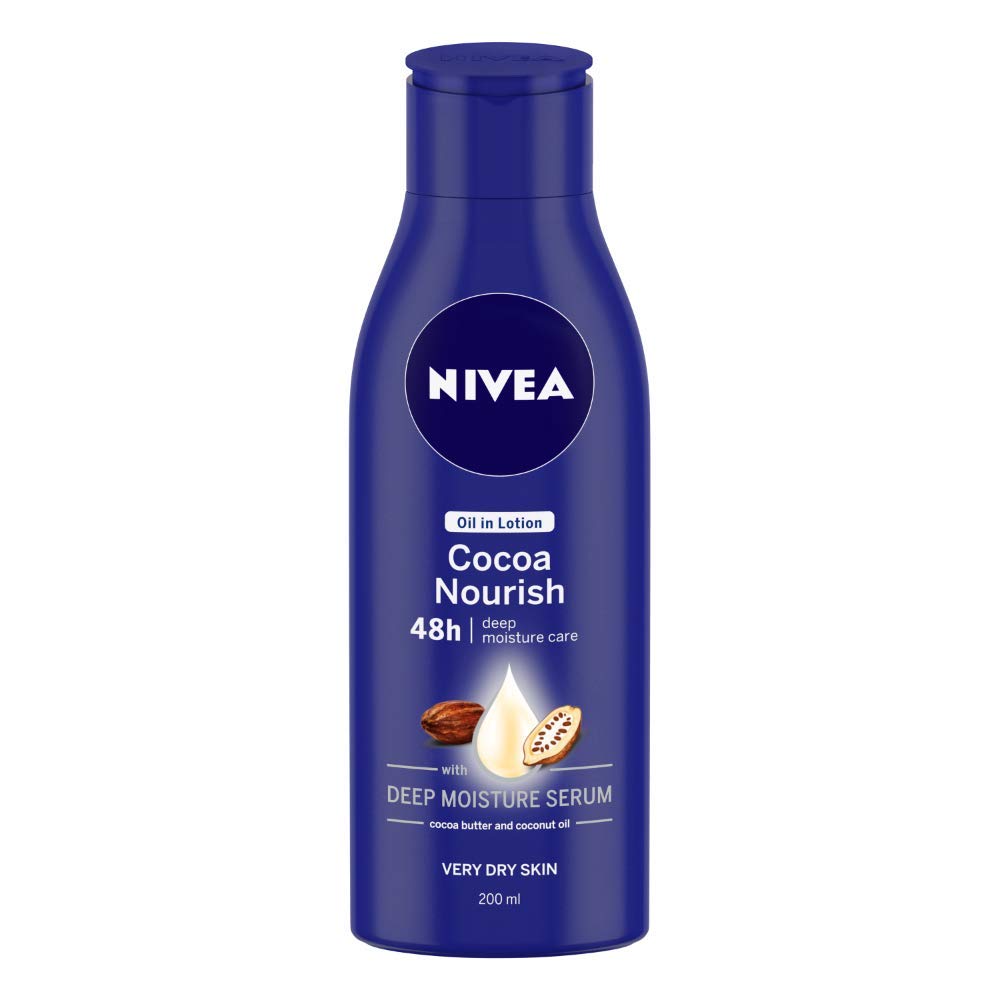 Nivea Oil in Lotion Cocoa Nourish- 200ml + NIVEA Soft Light Moisturiser With Vitamin E- 50ml- Pack Of 2