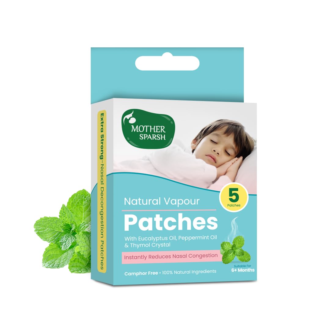 Mother Sparsh Nourishing Baby Hair Oil (100ml) and Natural Vapour Patches with Eucalyptus Oil (Pack of 5) for Nasal Congestion