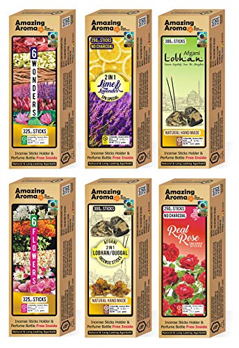 Parag Fragrances Natural Champa Incense Sticks of 250gm Agarbatti with 2pc Perfumes and 1pc Incense Holder/Natural Fragrance & No Charcoal Incense Sticks for Pooja & Home Fragrance