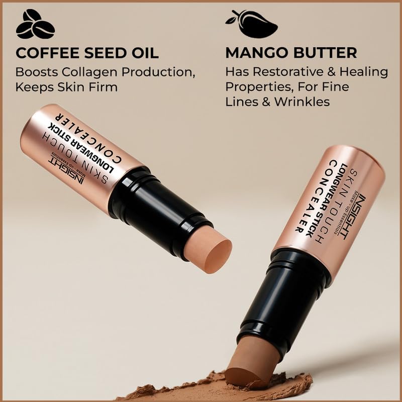 INSIGHT Skin Touch Longwear Concealer | Creamy Formula | Long Lasting | Waterproof | Lightweight | Buildable Coverage | Infused with Coffee Seed Oil & Mango Butter - (LNP15) 5g