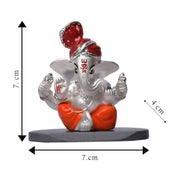 DIVINITI 999 Silver-Plated Lord Ganesha Idol | Ganpati Murti for Car Dashboard, Home, Office & Puja Room | Ganesh Chaturthi, Diwali & Housewarming Gift with Premium Gift Box | 7 x 7 CM