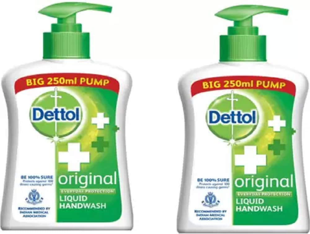 Dettol 2 original Liquid Handwash 250 ml x2 Hand Wash Pump Dispenser (2 x 250 ml)