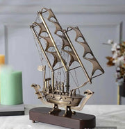 DSH Pure Brass Ship Boat with Wooden Base Showpiece Item Perfect for Home Decoration and Gifting.