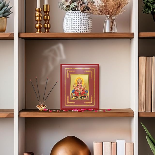 DIVINITI Lord Ganesha | Vighnaharta & Lord of Wisdom Tabletop and Wall Frame in 24K Gold Plated Foil