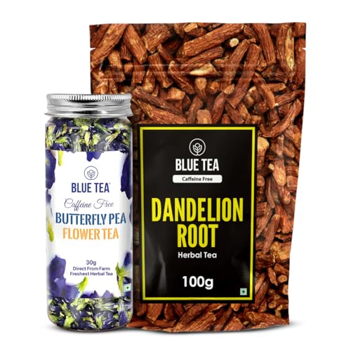 BLUE TEA - Combo of Dandelion Root Tea (100 grams) & Butterfly Pea Flower Tea (30g)