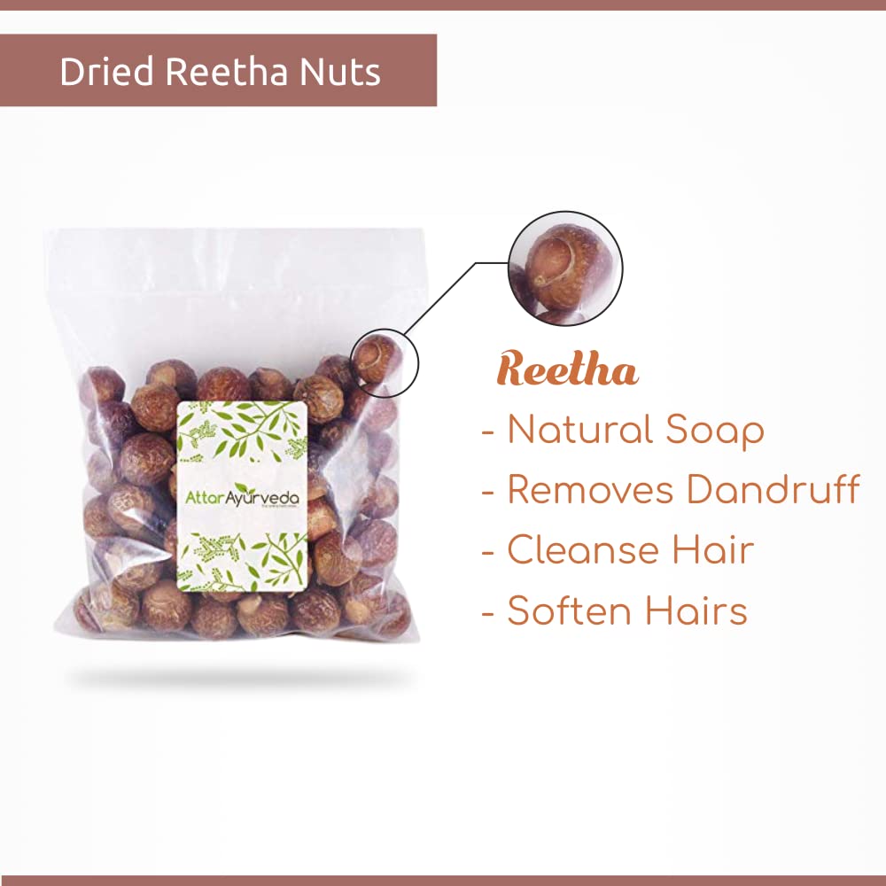 Attar Ayurveda Dried Reetha nuts/whole/Soapnuts for Hair, 100% Natural (Raw form) (250 grams)…