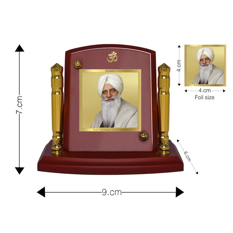 DIVINITI Radha Soami Photo Frame for Car Dashboard, Table Decor| MDF 1B P+ Classic Radha Soami and 24K Gold Plated Foil| Religious Frame Idol for Pooja, Worship, Gifts Items (7 X 9CM)