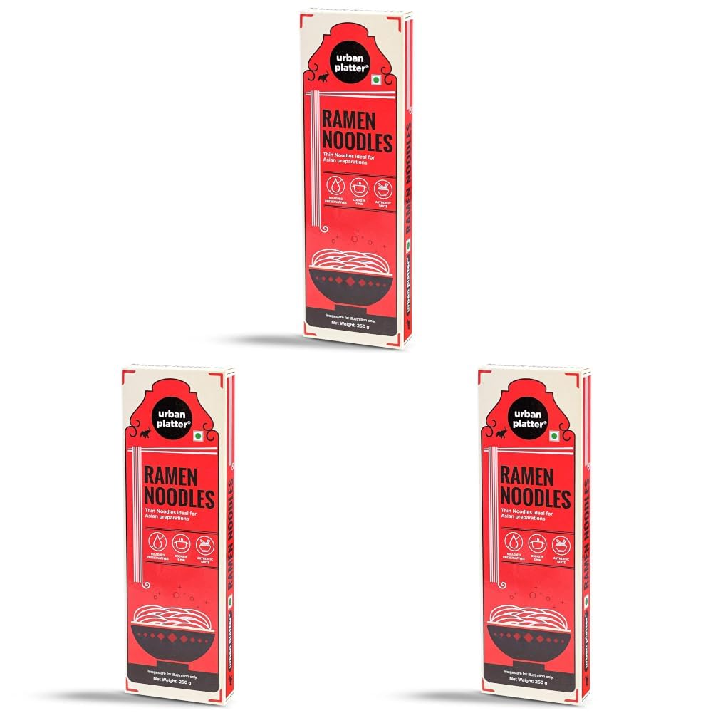 Urban Platter Ramen Noodles, 250g (Ideal for Ramen, No Added Preservatives) (Pack of 3)