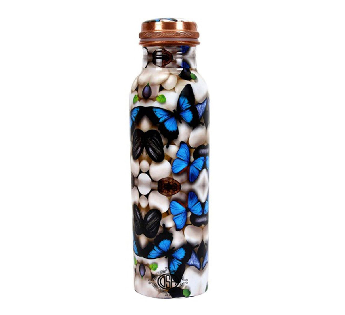 DSH Copper Bottles for 1 Litre Printed with Art Work, Travelling Purpose Bottles, Yoga Ayurveda Healing, 1000 ML (Design SM 17)