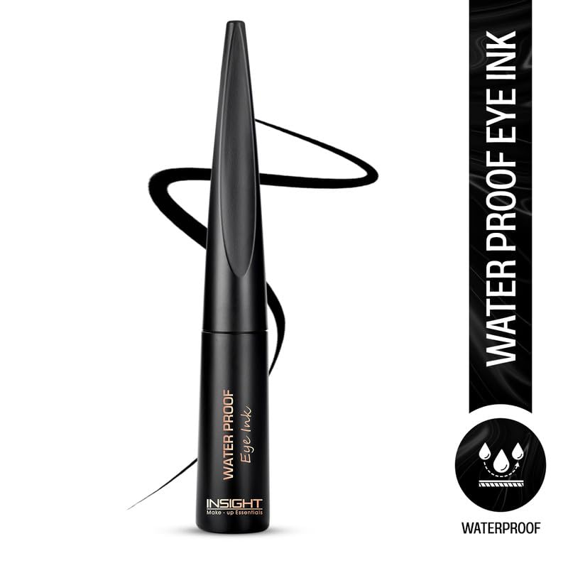 INSIGHT Waterproof Eye Ink | Quick Drying Formula | Matte Finish | Smudge Proof | Waterproof | Flexi Tip Brush - (Black) 6.5 g