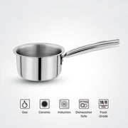 Vinod – Claro Heavy Gauge Stainless Steel Sauce Pan (Plain), 1.5 mm – Capacity 2 LTR (18cm)