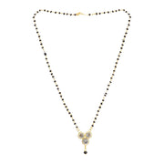 ASTRODIDI Brass 3 Zircon Stones Mangalsutra For Women Girls New Look Black Beads Chain Three Stones Mangal Sutra (Golden, Black)