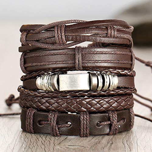 Shining Diva Fashion Genuine Leather Bracelet Wraps Casual Skin Friendly Bracelets for Men Boys