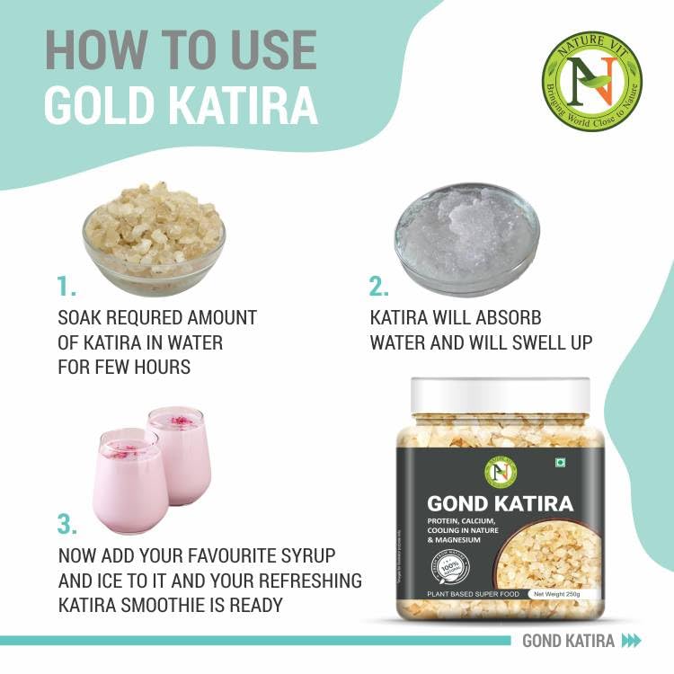 NatureVit Pure Gond Katira 250g (Edible Almond Gum) | High Cooling Properties | Natural Tragacanth Gum Superfood | Calcium · Magnesium · Protein