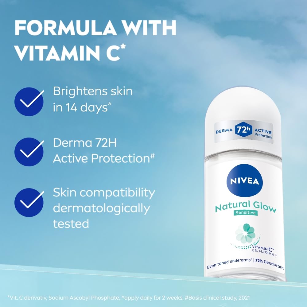 NIVEA Women's Deodorant Roll-On, Whitening Smooth Skin, 50Ml And Deodorant Roll On, Pearl & Beauty, 50Ml, 2 count