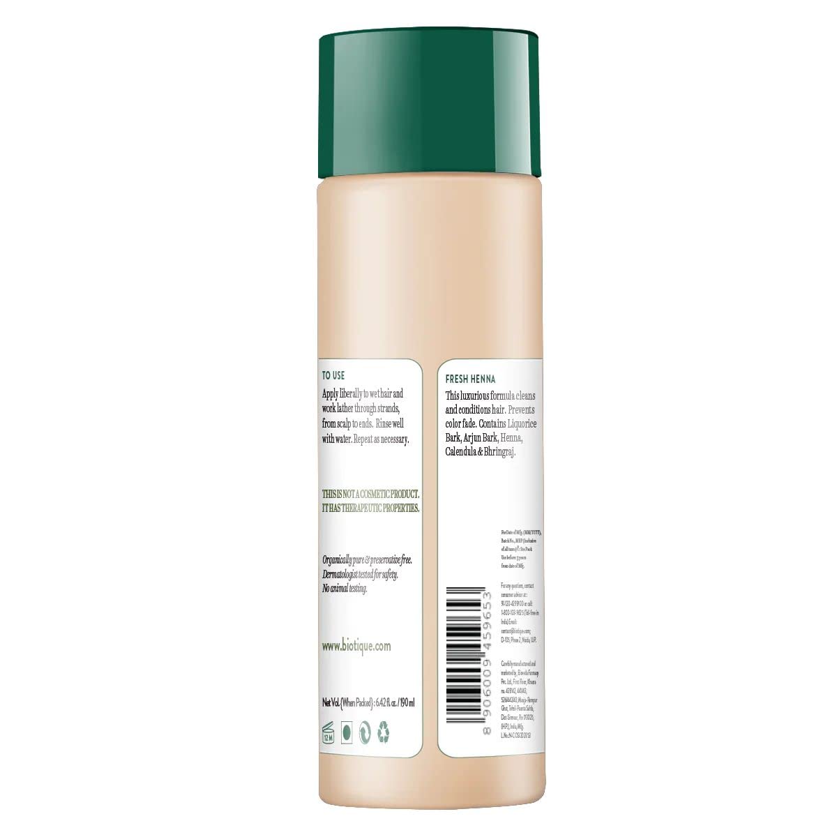 Biotique Henna Leaf Fresh Texture Shampoo and Conditioner, 190ml