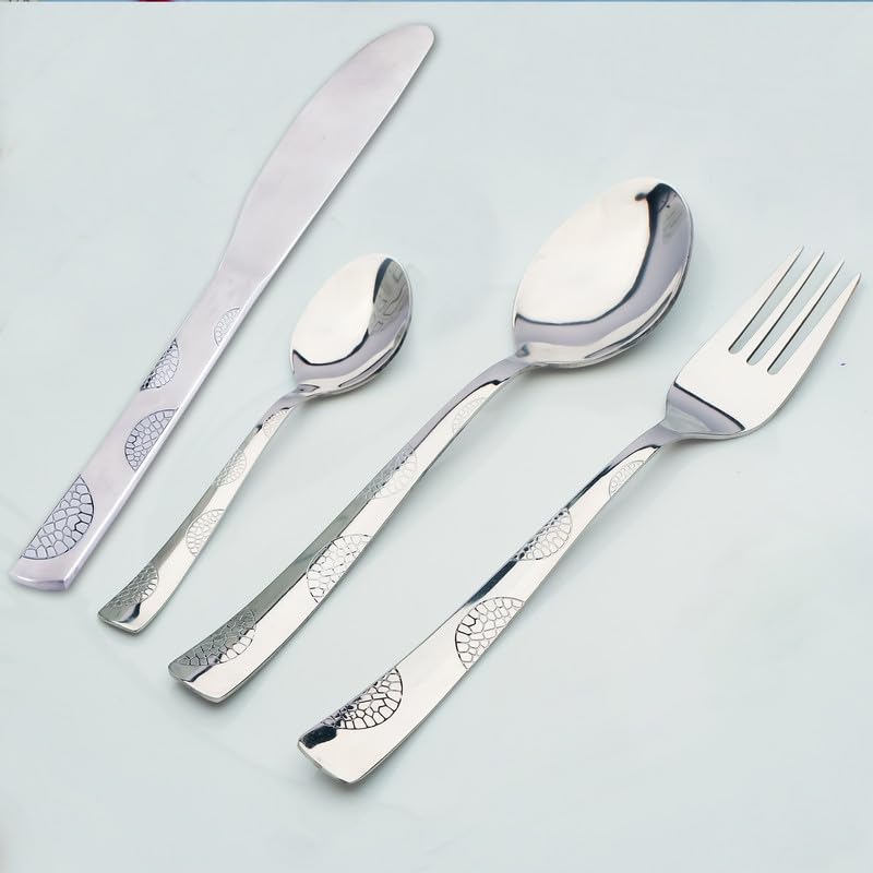 Parage 24 Pieces Premium Stainless Steel Cutlery Set, Home & Kitchen with Gift Box (6 Pieces Each Table Spoons, Table Forks, Tea Spoons, Butter Knife) with Leatherite Box