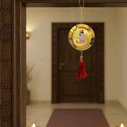 Diviniti 24K Gold Plated Radha Krishna & Bal Gopal Double Sided Hanging for Home Entrance Door, Vastu Spiritual Decor, Religious Hanging, Love, Blessings & Positive Energy Gift Item