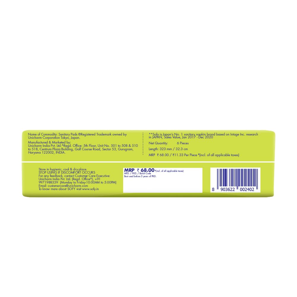 Sofy Anti Bacteria Extra Long Sanitary Pads, Pack of 6