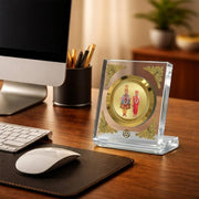 DIVINITI 24K Gold Plated Religious Car Dashboard Frame | Premium God Idol Frame for Car, Home Mandir & Office Table | Spiritual Gift, Decorative Showpiece | Swaminarayan