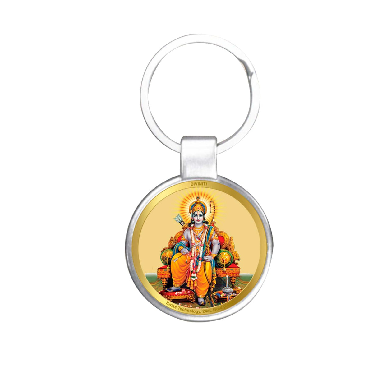 DIVINITI 24K Gold Plated Key Chain with Metallic Ring|Key Chains For Premium Gift All Vehicles Car Bike Scooty|Durable Key Ring For Men Women and Kids