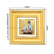 DIVINITI Baba Deep Singh Ji 24K Gold Plated Foil Tabletop Photo Frame for Home Décor, Puja Room, Luxury Gifting | DG Frame 015 S1A (10x10 CM)