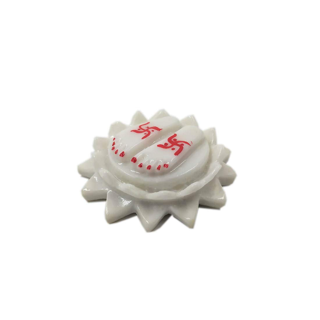 SHINDE EXPORTS Marble Lotus Charan Paduka for Puja (6 cm, White)
