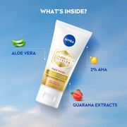 NIVEA Luminous Even Glow 2% AHA Face Wash | Oil-Free Cleanser with Aloe Vera & Guarana Extracts | Deep Cleansing Face Wash for Oily, Normal & Sensitive Skin | Exfoliating Brightening Face Cleanser for Women & Men | 50ml