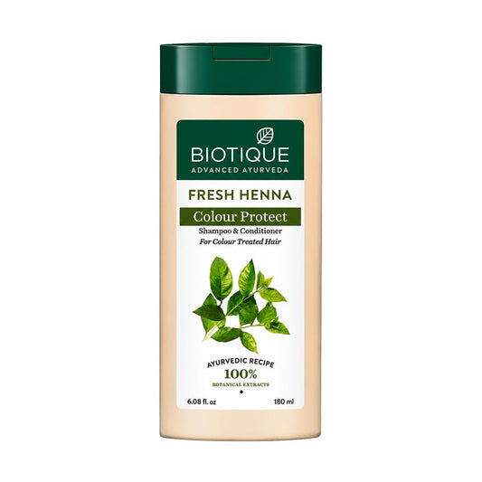 Biotique Fresh Henna Color Protect Shampoo & Conditioner | Gentle Care for Color-Treated Hair | Helps Maintain Hair Color, Strengthen & Nourish Hair | Henna & Botanical Extracts | 180ml