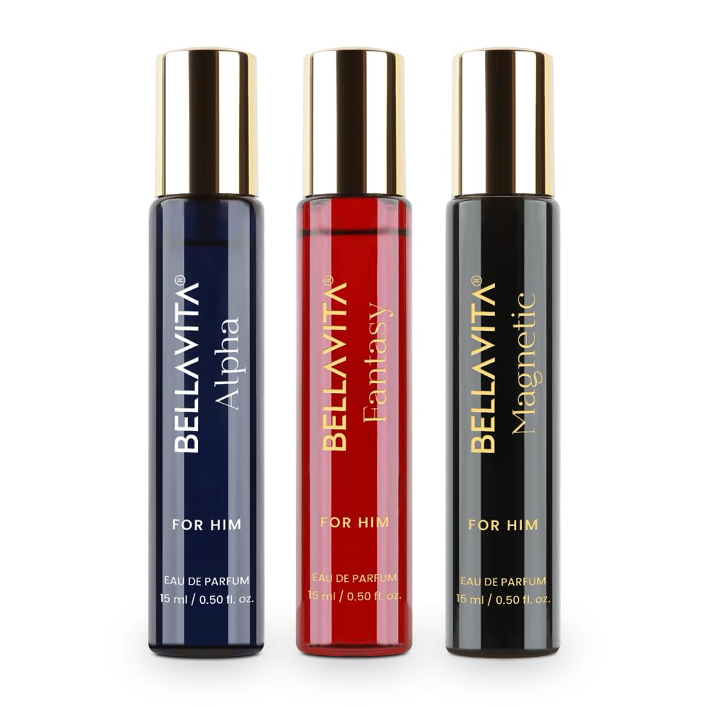 Bella Vita Luxury Mood Collection Gift Set 3x15ML | Perfume for Man | Valentine Gift for Boyfriend | Gift for Man | Long Lasting EDP | Alpha, Fantasy & Magnetic | Fruity, Woody Premium Fragrance