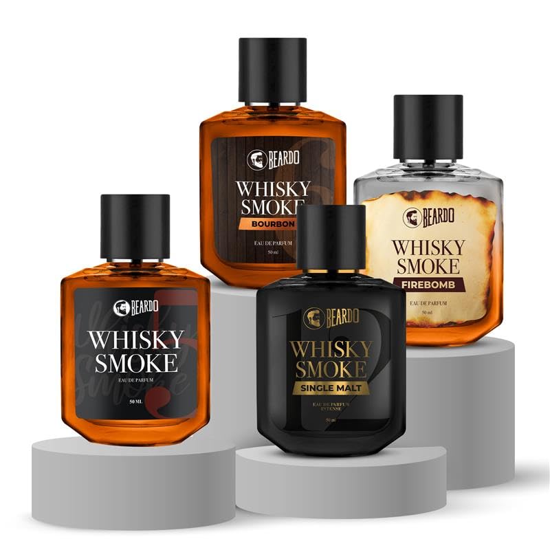 BEARDO Whisky Smoke Collectors Edition -Bourbon,Firebomb,Single Malt & Whiskey Smoke (50ml x 4) | Long Lasting Fragrance | Long Lasting Perfume for Men | Gift for Men | Gift for Friend