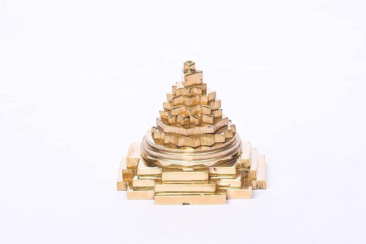 RUDRADIVINE Brass meru Shree Yantra 2x2 Inch for Success FULFILMENTS Enormous Wealth Luck Power Prosperity Correcting VAASTU DOSH Financial Stability Brass Meru Shree Yantra (2x2 inch 125gram)