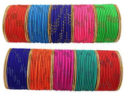 NMII Non-Precious Metal Base Metal and Drop with Zari worked and Curved Shaped Glossy Finished Bangle Set For Women and Girls