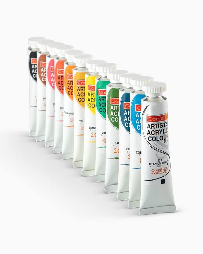 Camel Artist Acrylic Color Box 9ml tubes, 12 Shades (Pack of 2)