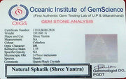 RUDRADIVINE Religious Item Lab Certified A1 Sphatik Shree Yantra Sculpture (12-15 g)