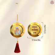 Diviniti 24K Gold Plated Double Sided Sai Baba and OM Car Hanging Sai Baba Dangler Interior Decor Luxurious Gold Plated Hangings Divine Car Accessories for Positive Energy Protection