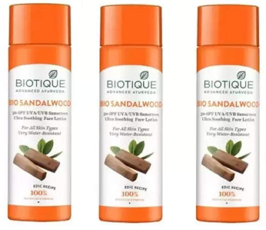 Biotique Sandalwood Spf 50 Ultra Soothing Face Lotion For All Skin Types - Spf 50 Pa+ (360 Ml), Pack Of 1