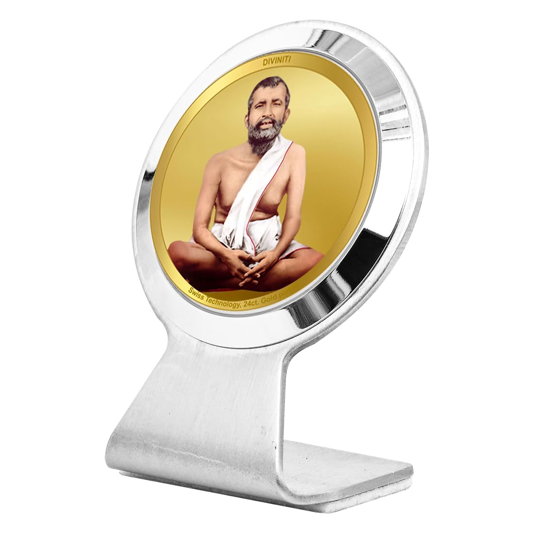 Diviniti 24K Gold Plated Shri Ramakrishna Paramahansa Car Dashboard Idol Frame | Premium Spiritual Car Accessory for Divine Blessings & Positivity | Luxury Devotional Gift for Car, Office & Home | 6X4