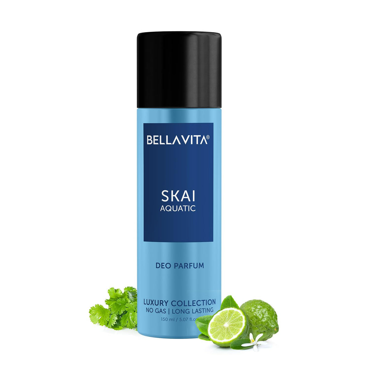 Bella Vita Luxury SKAI AQUATIC No Gas Deodorant Body Parfum For Men with Bergamot, Pineapple, Lavender | Aquatic & Fresh Fragrance Musky & Premium & Long Lasting Body Perfume DEO 150 ML