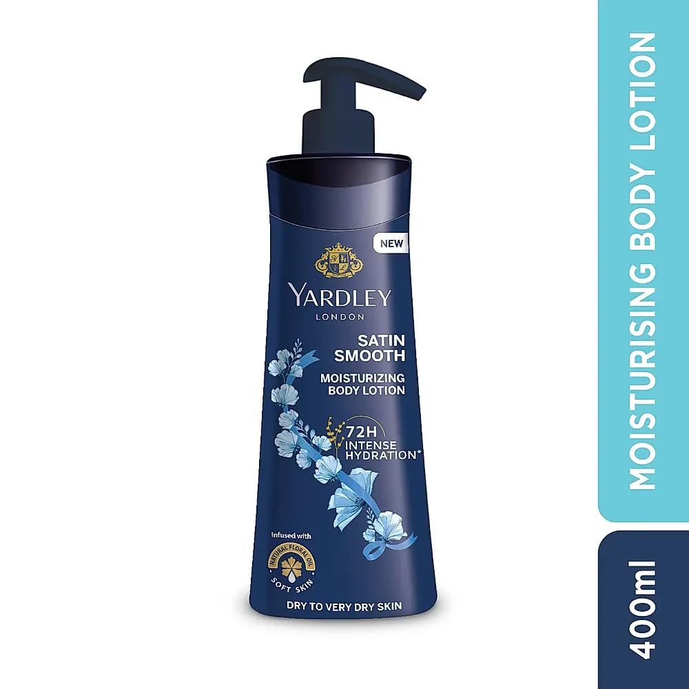Yardley London Satin Smooth Moisturizing Body Lotion 72H Intense Hydration Infused With Natural Floral Oil Soft Skin Dry To Very Dry Skin 400ml